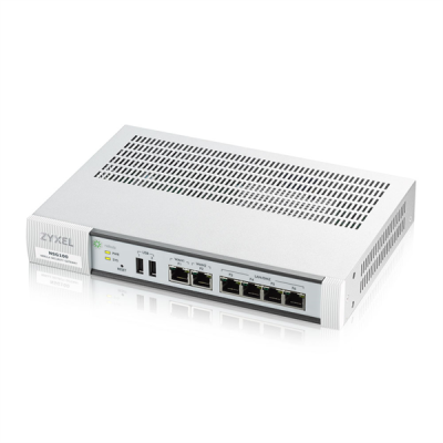 Zyxel Nebula NSG100 с управлением в облаке, Rack, 2xWAN GE, 4xLAN GE, 2xUSB, IDP, Application Patrol, VPN (IPSec, L2TP over IPSec), fanless