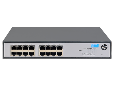 HPE  1420 16G Switch (16 ports 10/100/1000, unmanaged, fanless, 19")(repl. for J9560A, J9662A)