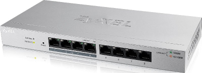 Zyxel GS1200-8HP, 8xGE (4xPoE+), настольный, бесшумный, бюджет PoE 60 Вт