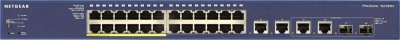 NETGEAR Управляемый Smart-коммутатор на 24FE+2GE+2SFP(Combo) портов (из них 12FE порта с PoE), PoE бюджет до 100 Вт