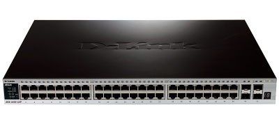 D-Link DGS-3420-52P/B1A , L2+ Stackable Managed Gigabit Switch with 48 10/100/1000Base-T PoE ports and 4 10G SFP+ ports
