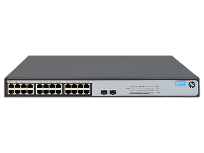 HPE  1420 24G 2SFP+ Switch (24 ports 10/100/1000 + 2 SFP+ 1G/10G, unmanaged, fanless, 19")
