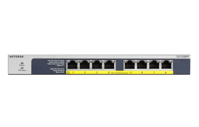 NETGEAR 8 портов POE+  10/100/1000 Мбит/с  с внешним блоком питания ( возможность монтажа в 19" стойку), PoE-бюджет 123 Вт