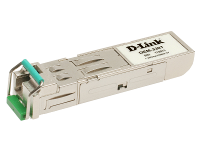 D-Link DEM-330T, WDM SFP Transceiver with 1 1000Base-BX-D port. DDM supportUp to 10km, single-mode Fiber, Simplex LC connector, Transmitting and Receiving wavelength: TX-1550nm, RX-1310nm, 3.3V power