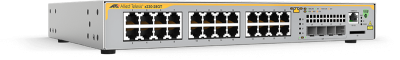 Allied Telesis L2+ managed switch, 24 x 10/100/1000Mbps, 4 x SFP uplink slots, 1 Fixed AC power supply EU Power Cord